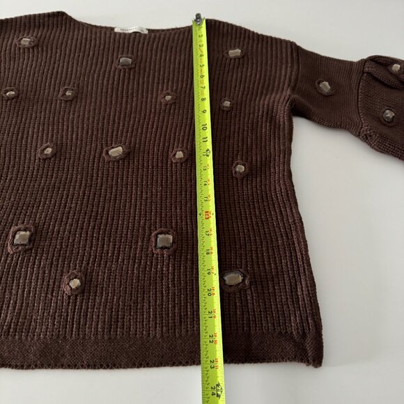 Peekskill Crystal Embellished Sweater in Mocha NWOT, Size M - Picture 8 of 15
